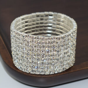 9 rows silver white diamond