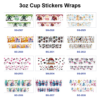 Wholesale 8pcs Cute Cartoon Character Print 3oz Cup Stickers Wrap OLY Exclusive
