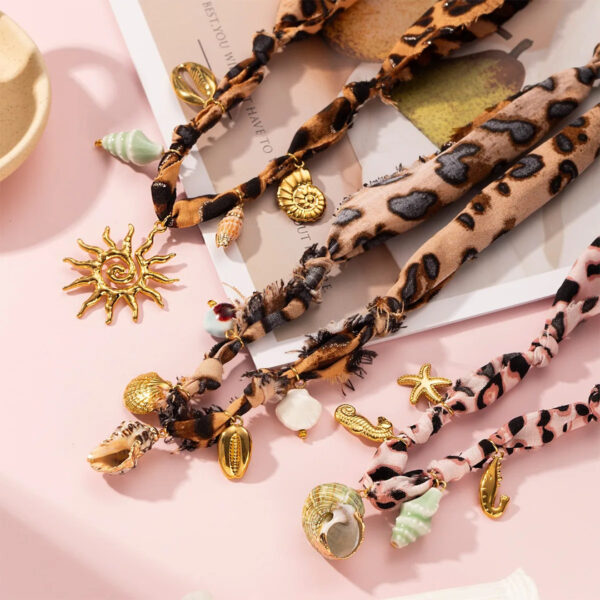 Wholesale Trendy Heart Sun Colorful Ribbon Pendant Necklace Stainless Steel Electroplated Chain Everyday Gift Jewelry Accessory
