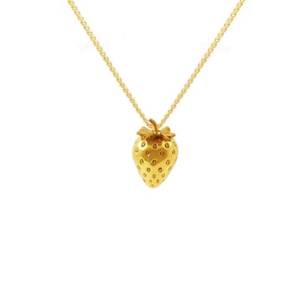 oly-1141b75e0d56eca9d899415e5a8acb56 Wholesale Modern Electroplating Copper Strawberry Pendant Necklace And Earrings Set For Everyday Wear Boutique Jewelry Gift