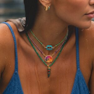 Wholesale Colorful Rope Pendant Necklace With Copper Geometric Charms Heart Square Disc Chili Pepper Motif Trendy Jewelry Accessory For Everyday Wear And Boutique Gift