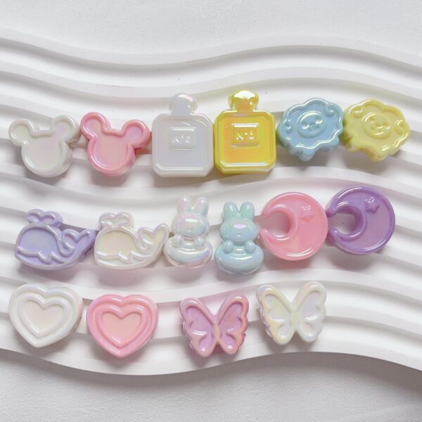 Wholesale Trendy Acrylic Cartoon Bunny Heart UV Colorful Loose Beads for DIY Hair Ties and Phone Charms