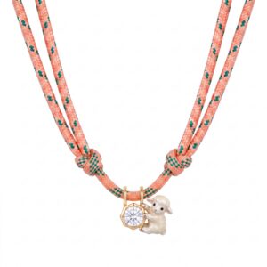 Lamb zircon orange cord necklace