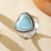 Wholesale Zinc Alloy Electroplated Vintage Bohemian Turquoise Heart Ring Creative Chic Jewelry Accessory For Boutique Resale