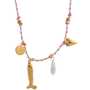 Goldfish pink rope necklace