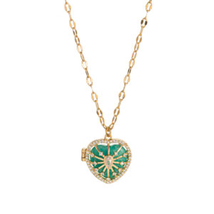 Dark green heart - with chain