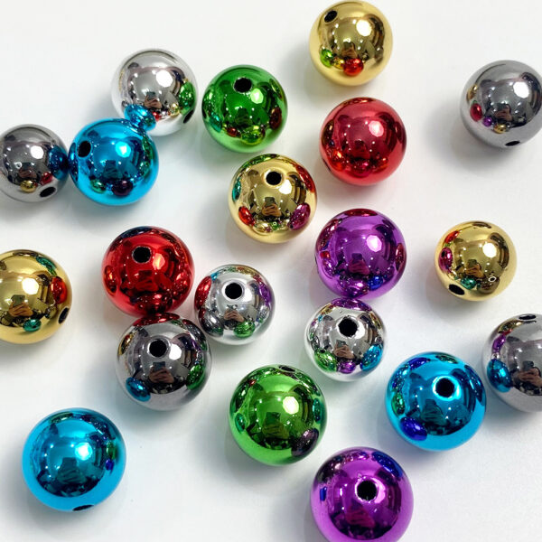 oly-1290d7eef4dc415977e4454538120fd3 Wholesale Electroplated Gold Acrylic Round Beads 14mm Loose Beads for DIY Jewelry Keychain, Gift Decorative Accessory