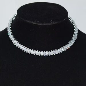 Xl-2160 - collar, silver-plated white, marquise style