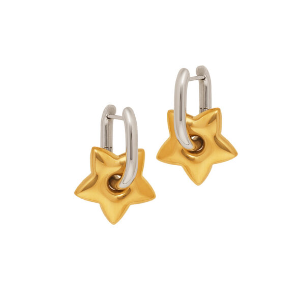 oly-135cec2e76c3095ae2dac6c53a97994e Wholesale Titanium Steel Electroplated Lucky Star Earrings French Contrast Color Oval Ear Cuffs Fashion Jewelry For Women