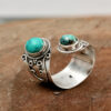 Wholesale Retro Turquoise Silver Adjustable Ring Women S Fashion Jewelry Accessory