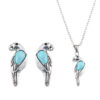 Wholesale Ancient Silver Finish Vintage Turquoise Bird Earring Necklace Set Fashion Jewelry For Party