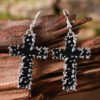 Wholesale Zinc Alloy Hip Hop Cross Jewelry Set Black Lava Texture Necklace And Earrings For Women Stylish Party Gift