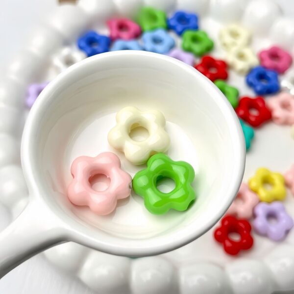 Wholesale Acrylic Five Petal Flower Beads Multicolor Loose DIY Jewelry Making Craft Supply Gift
