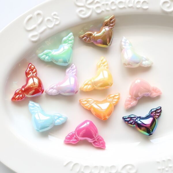 Wholesale Trendy UV Plated Acrylic Angel Wings Beads for DIY Phone Charms Keychains Jewelry Making Resale Accessory