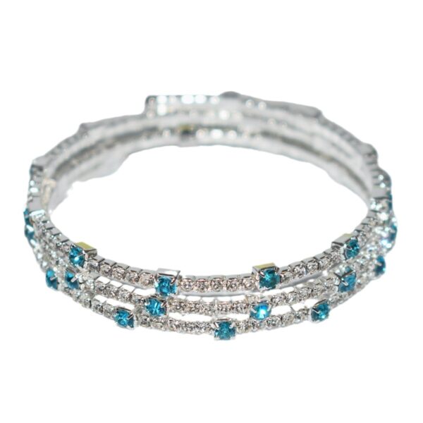 Wholesale Rhinestone Open Bangle Bracelet 3 Row Silver White Bling Cuff Stylish Women S Arm Wrap Trendy Gift And Boutique Resale Jewelry