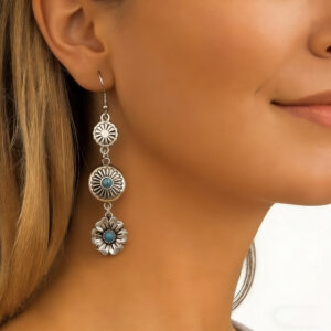 Wholesale Bohemian Carved Turquoise Pendant Earrings For Women Elegant Drop Earrings Fashion Party Jewelry Boutique