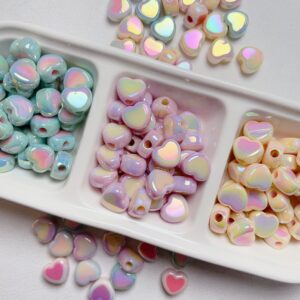 oly-151ce76cace89ed72bbf867171a77201 Wholesale Blue Cream Double Color Heart Shaped Acrylic Beads for DIY Jewelry Making Craft Supply