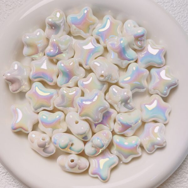 Wholesale Acrylic Star Beads Cream Pink Pentagram Shape Loose Beads for DIY Jewelry Car Hanging Phone Chain, Fashion Accessory