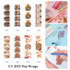 Wholesale 2/8/16pcs Autumn Fall Forest Maple Pumpkin Pen and Bookmark Stickers UV DTF Wraps
