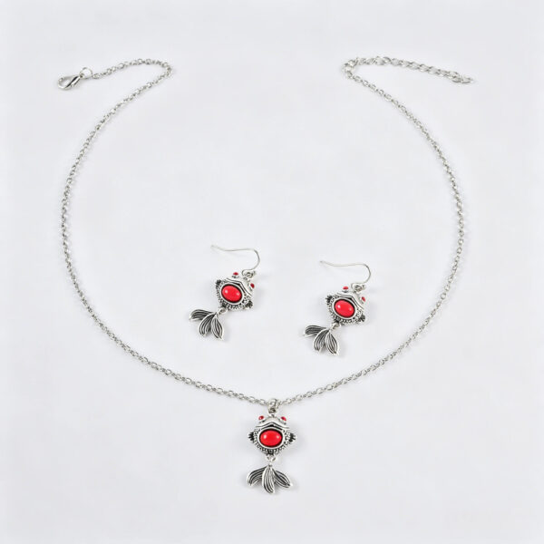 oly-15c38c4273dbffb92489313b1e74c737 Wholesale Vintage Goldfish Koi Necklace And Earrings Set Zinc Alloy Electroplated Bohemian Chic Jewelry Accessory Gift For Party Wear