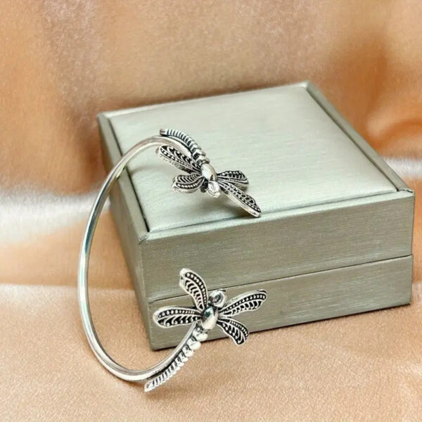 oly-15c8f7633c6ff51a6f684211a94c155a Wholesale Vintage Dragonfly Open Cuff Bracelet For Women Bohemian Silver Electroplated Metal Fashion Accessory For Resale Or Gift