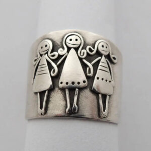 Wholesale Trendy Geometric Wide Band Ring For Women Silver Tone Zinc Alloy Jewelry Vintage Everyday Gift Accessory