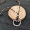 oly-15d5b90c3952c3bf071a762cf6a20844 Wholesale Retro Geometric Double Circle Pendant Leather Necklace Trendy Jewelry Accessory For Gifting