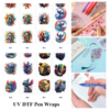 Wholesale 2/8/16pcs Paint Splash Fantasy Creature & Block Figure Print Pen and Bookmark Stickers UV DTF Wraps