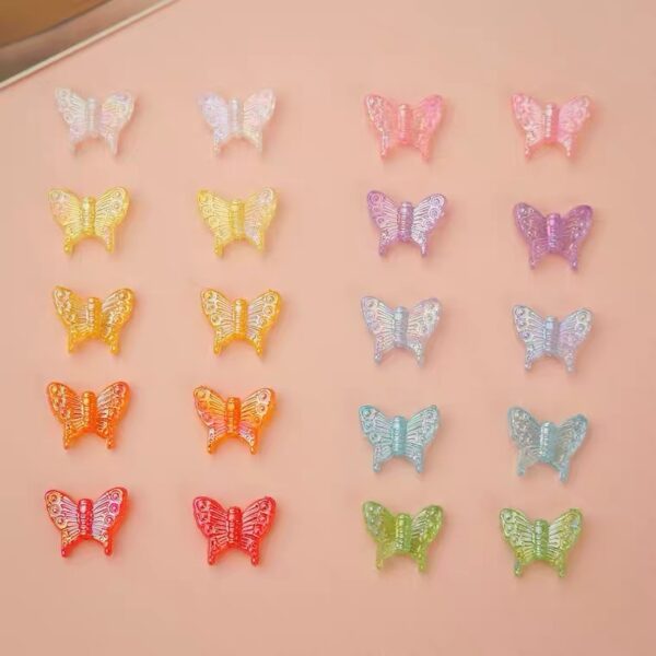 Wholesale Butterfly Acrylic Loose Beads - Yellow Electroplated DIY Necklace Making Jewelry Accessory for Boutique Resale