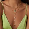 oly-1631ff7c3afb4d21f57d1a9e344e663f Wholesale Stylish Geometric Heart Tassel Y Shaped Necklace 18K Gold Plated Stainless Steel Jewelry Gift