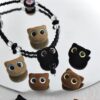 oly-16e0633c29acb0d1cbb7da7534d75aab Wholesale Acrylic Flocked Owl Beads Black Blue Eyes DIY Jewelry Making Phone Chain Charms Trendy Fashion Accessory