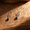 oly-1753cb86aee026147bec2140023aa15e Wholesale Vintage Hollow Butterfly Flower Earrings For Women Black Teardrop Zircon Antique Finish Party Wear