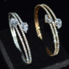 oly-17593d7207d0123654d8b9e771ab0a1f Wholesale Love Theme Rhinestone Bangle Bracelet Silver Electroplated Open Cuff Jewelry Accessory For Everyday Wear