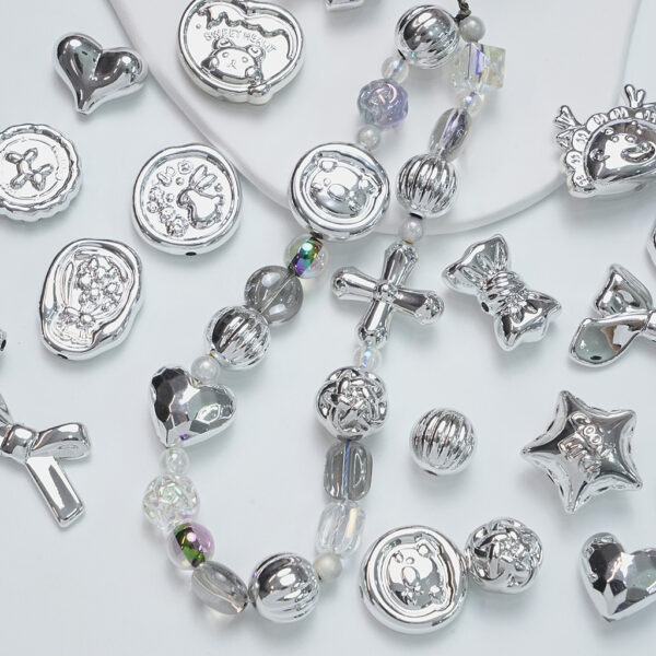 oly-178d4b718076d85fbb5dac6a99993dfd Wholesale Silver Tone UV Plated Acrylic Cross Star Heart Beads Vintage Punk DIY Bracelet Jewelry Making Accessory Gift