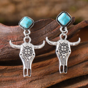 Flower bull head earrings