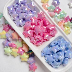 Wholesale UV Plated Acrylic Star Loose Beads in Macaron Light Blue for DIY Phone Charm Bracelet Jewelry Making Stylish Boutique Craft Supply Gift
