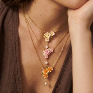 oly-183af3bbf3c47744fdf39d7f2d93c453 Wholesale Pearl Carnation January Birth Flower Necklace Copper Electroplated Heart Pendant Fashion Jewelry