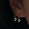 Wholesale Retro Geometric Stainless Steel Zircon Pendant Earrings Fashion Accessory Boutique Resale