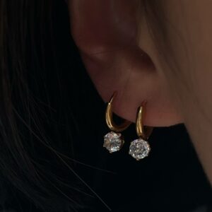 Wholesale Retro Geometric Stainless Steel Zircon Pendant Earrings Fashion Accessory Boutique Resale