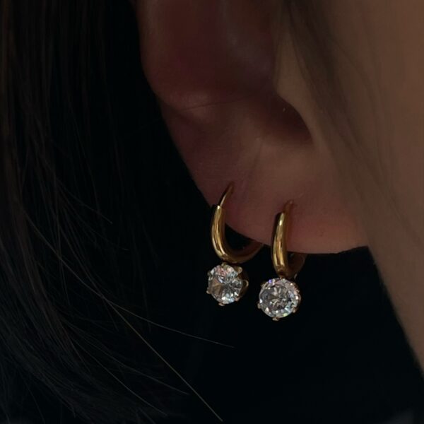 Wholesale Retro Geometric Stainless Steel Zircon Pendant Earrings Fashion Accessory Boutique Resale
