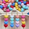 Wholesale Red Acrylic Chubby Heart Beads for DIY Jewelry Making, Cute Cartoon Charm for Bracelet Necklace Craft Supply