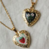 Wholesale Chic Heart Shaped Locket Necklace With Enamel Photo Album Pendant Stainless Steel ElectroplatedTone Love Rabbit Motif Fashion Jewelry Accessory