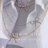 oly-190b63484caeebfd15832b4e6f39fcfe Wholesale Titanium Steel Electroplated Bowknot Choker Necklace And Bracelet Set Stylish Jewelry Gift