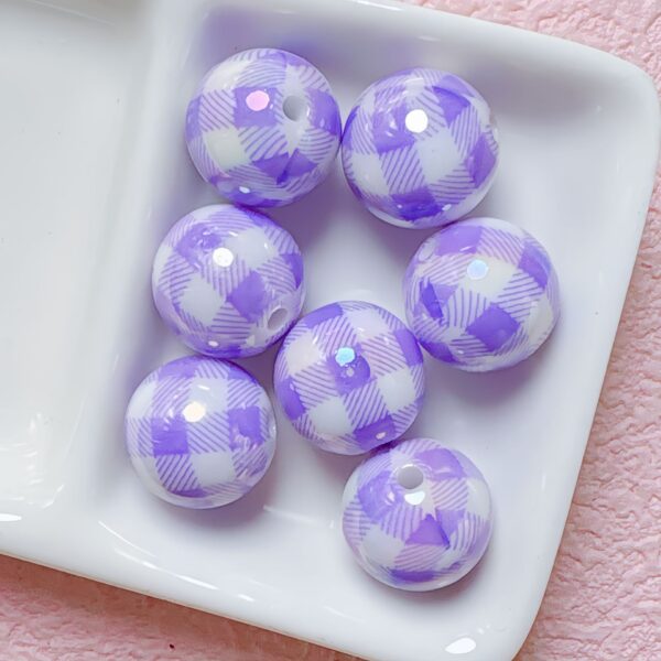 oly-19291ca9093221ca30fe4d0b783d11a8 Wholesale Acrylic Checkered Beads 16mm Light Purple for DIY Jewelry Making Phone Charm Bracelet Necklace Craft Supply
