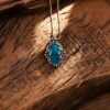 oly-192ed53911233b1b65c3d9f2f3740da2 Wholesale Retro Leaf Blue Gemstone Pendant Necklace Trendy Jewelry Accessory For Gift Boutique