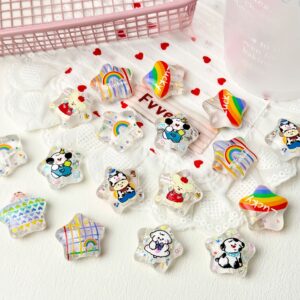 Wholesale Cute Puppy Rainbow Star Printed Acrylic Loose Beads for DIY Phone Charm Jewelry Making Bag Charm Resale Accessory
