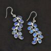 Wholesale Electroplated Alloy Leaf Moonstone Earrings Retro Chic Jewelry Accessory For Women