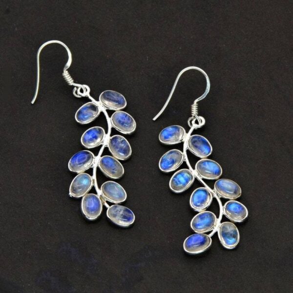 Wholesale Electroplated Alloy Leaf Moonstone Earrings Retro Chic Jewelry Accessory For Women