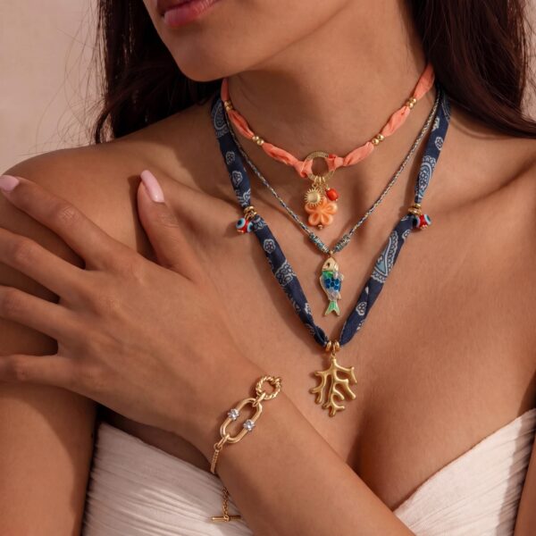 oly-1a069cab2f8510fb64b9a9e4c6108199 Wholesale Summer Beach Starfish Pearl Heart Pendant Necklace Colorful Rope Chain Stainless Steel Jewelry Accessory
