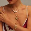 Wholesale Double Layer Irregular Paperclip Zircon Necklace 18K Gold Plated Copper Fashion Jewelry Party Gift Boutique Resale